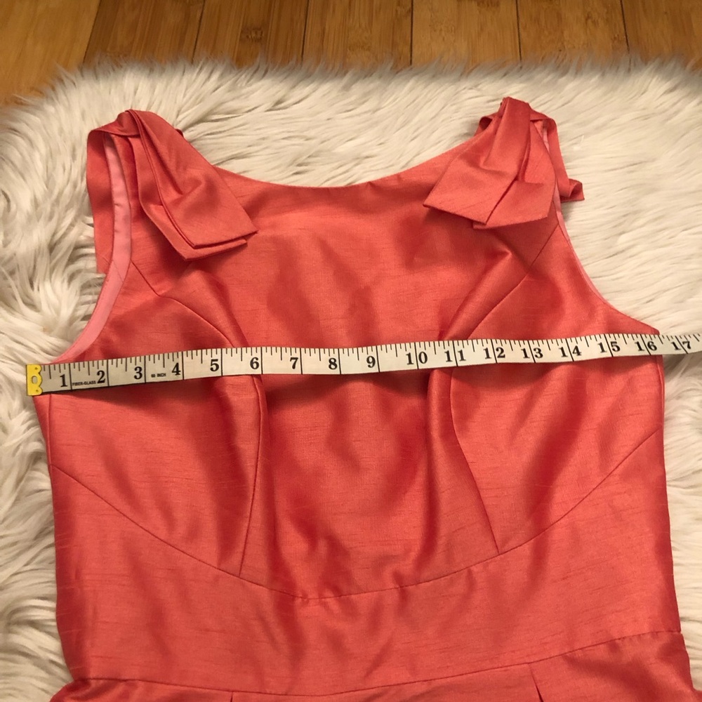 Alfred Sung Bateau Neck Bow Shoulder Dupioni Pink Orange Cocktail Dress size 6 - Picture 13 of 14